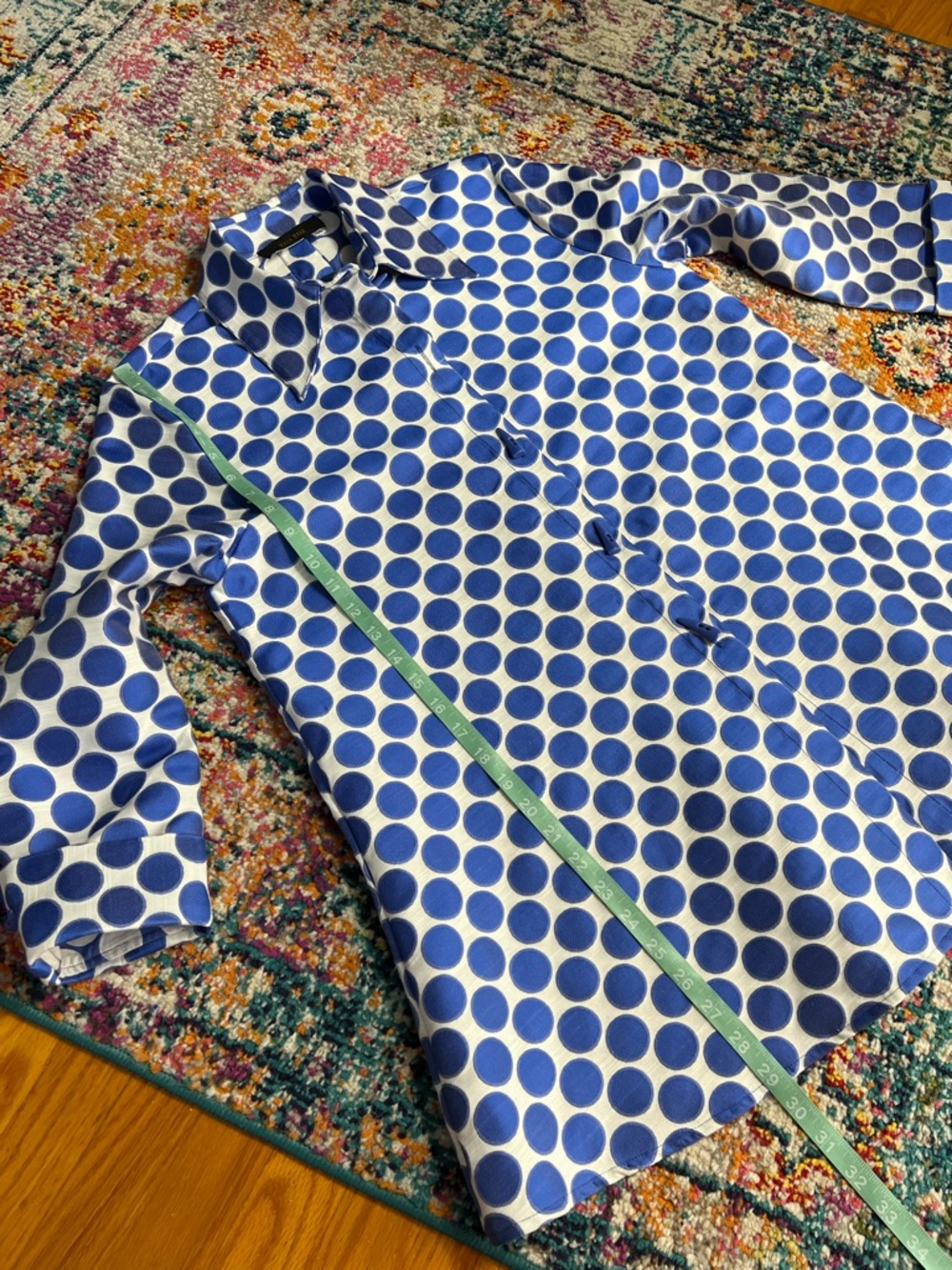 Bala Bala Jacket‎ Coat Lightweight Festive Polka Dot Blue Swing Jacket Toggle - Picture 12 of 13